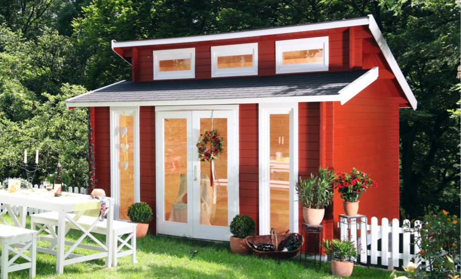 Rotes Gartenhaus aus Holz | HolzLand Beese in Unna