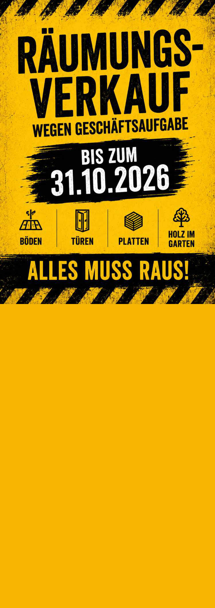 Räumungsverkauf wegen Geschäftsaufgabe, HolzLand Beese Unna